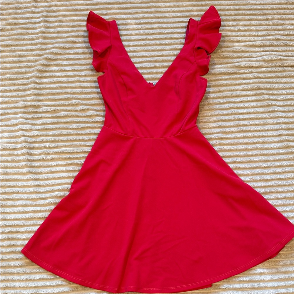 Miami Vibrant Red Ruffle Mini Dress